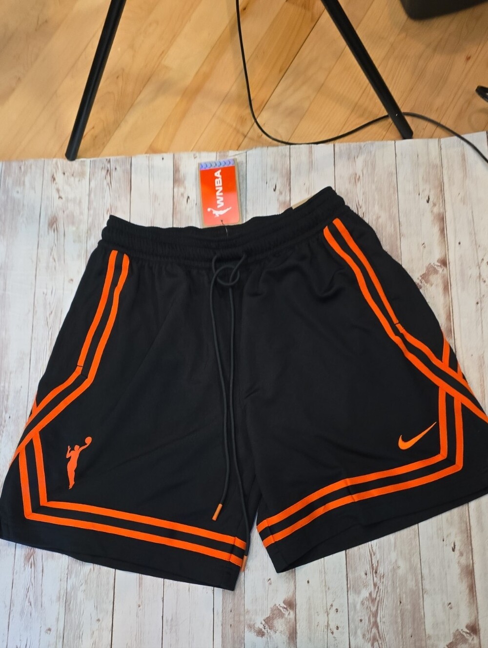 Nike Womens Black WNBA shorts Shorts with Orange Trim